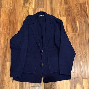Navy Blue Blazer with Button Closure
